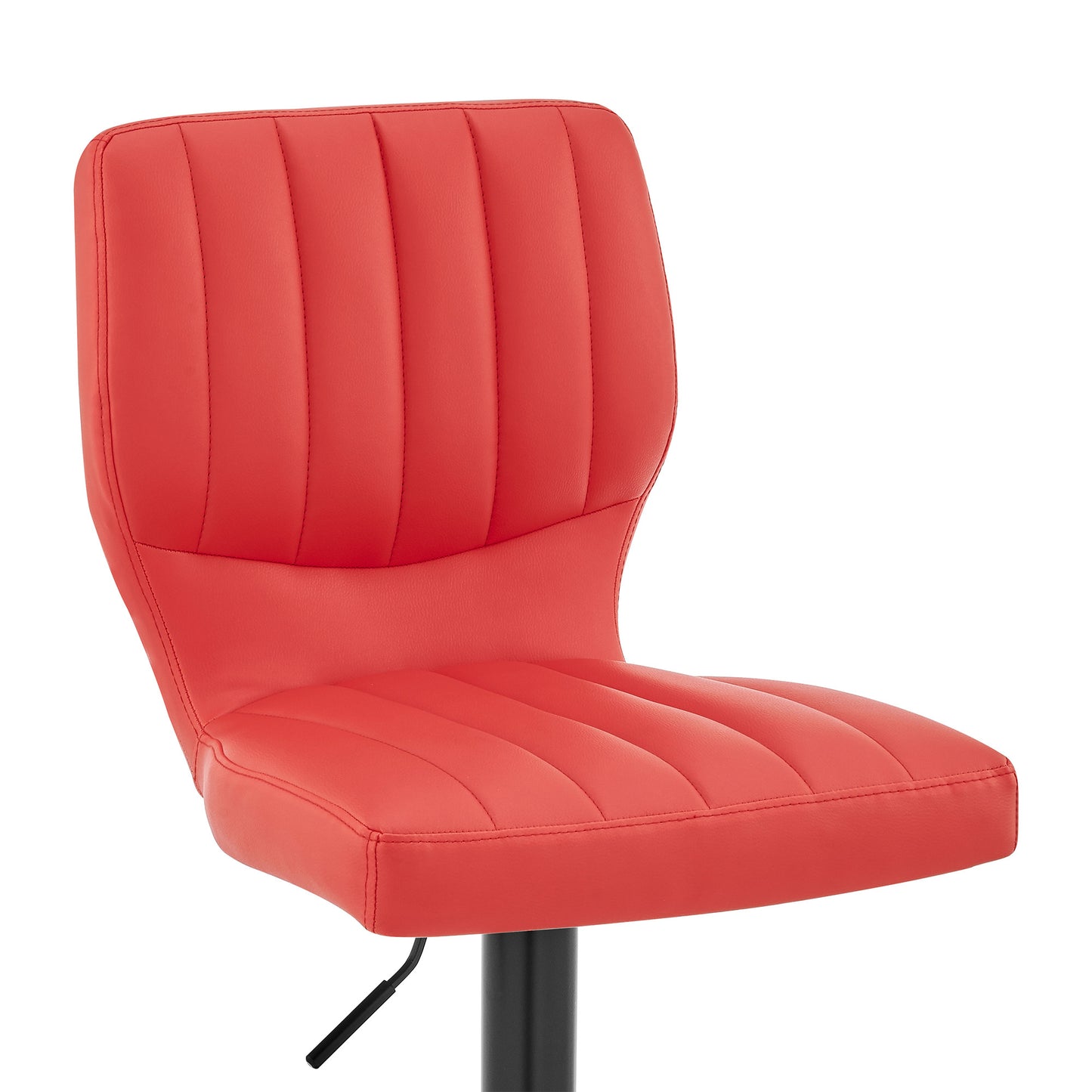 Red Faux Leather Textured Adjustable Bar Stool