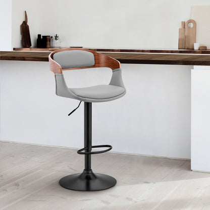Gray Modern Upholstered Black Base Bar Stool