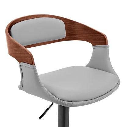 Gray Modern Upholstered Black Base Bar Stool