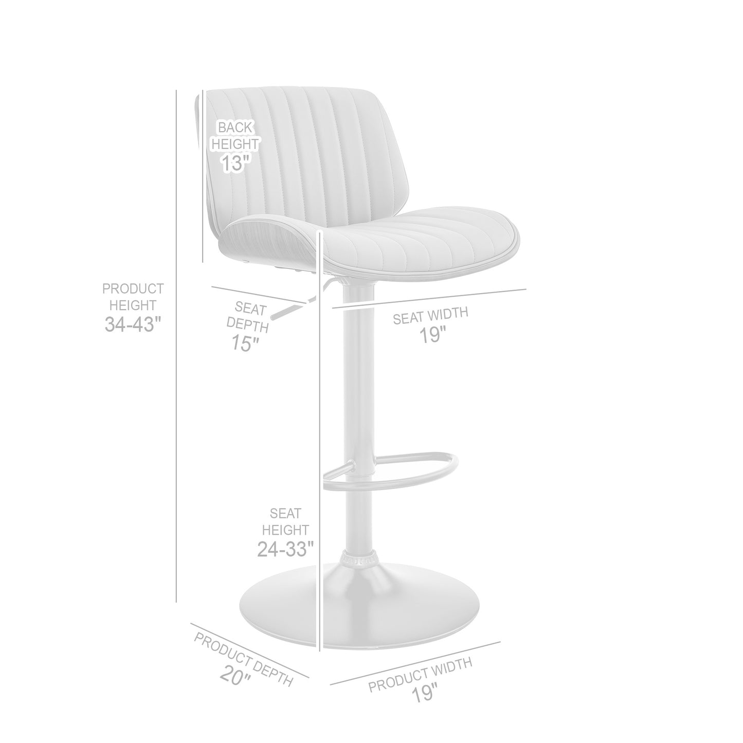Adjustable Gray Faux Leather Black Steel and Wood Bar Stool