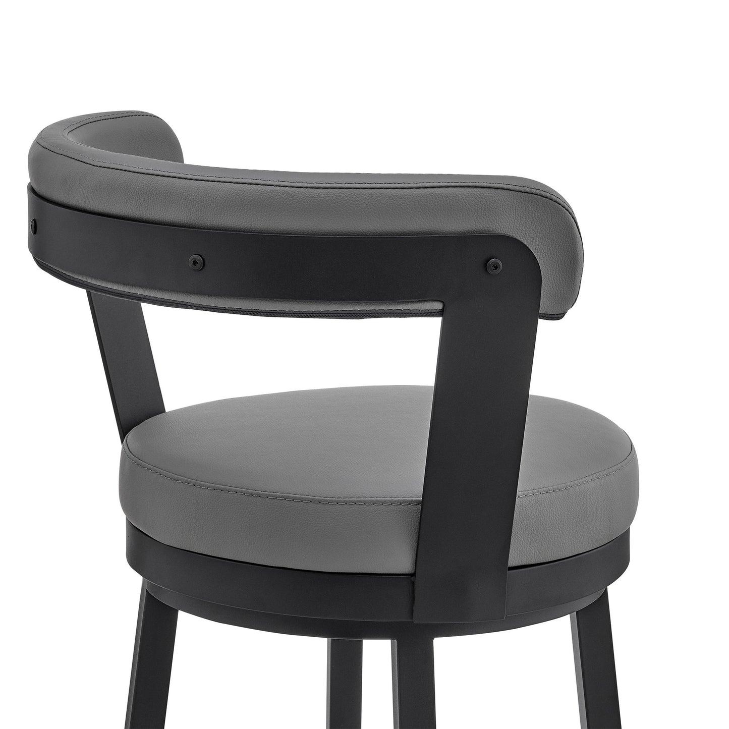 30" Chic Grey Faux Leather with Black Finish Swivel Bar Stool