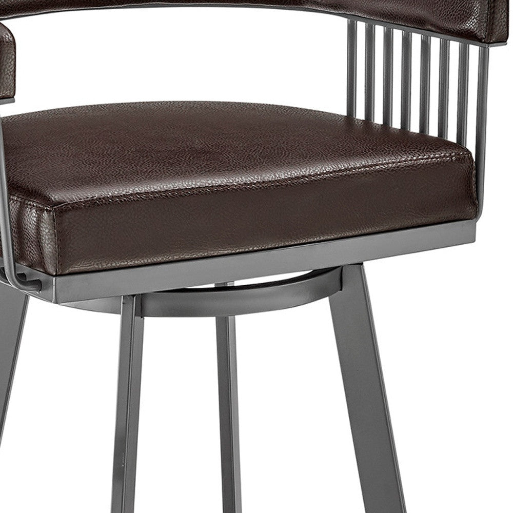 26" Mod Chocolate Faux Leather Java Brown Finish Swivel Bar Stool