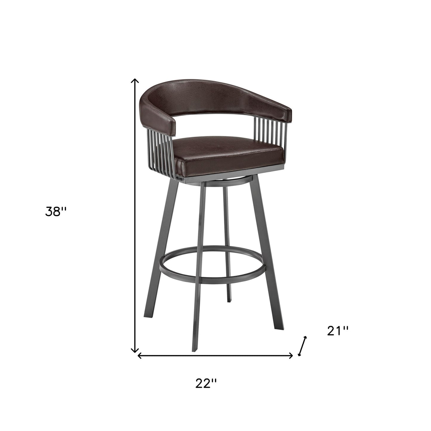 30" Mod Chocolate Faux Leather Java Brown Finish Swivel Bar Stool