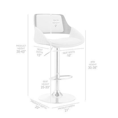 Grey Faux Leather Adjustable Chrome Swivel Bar Stool
