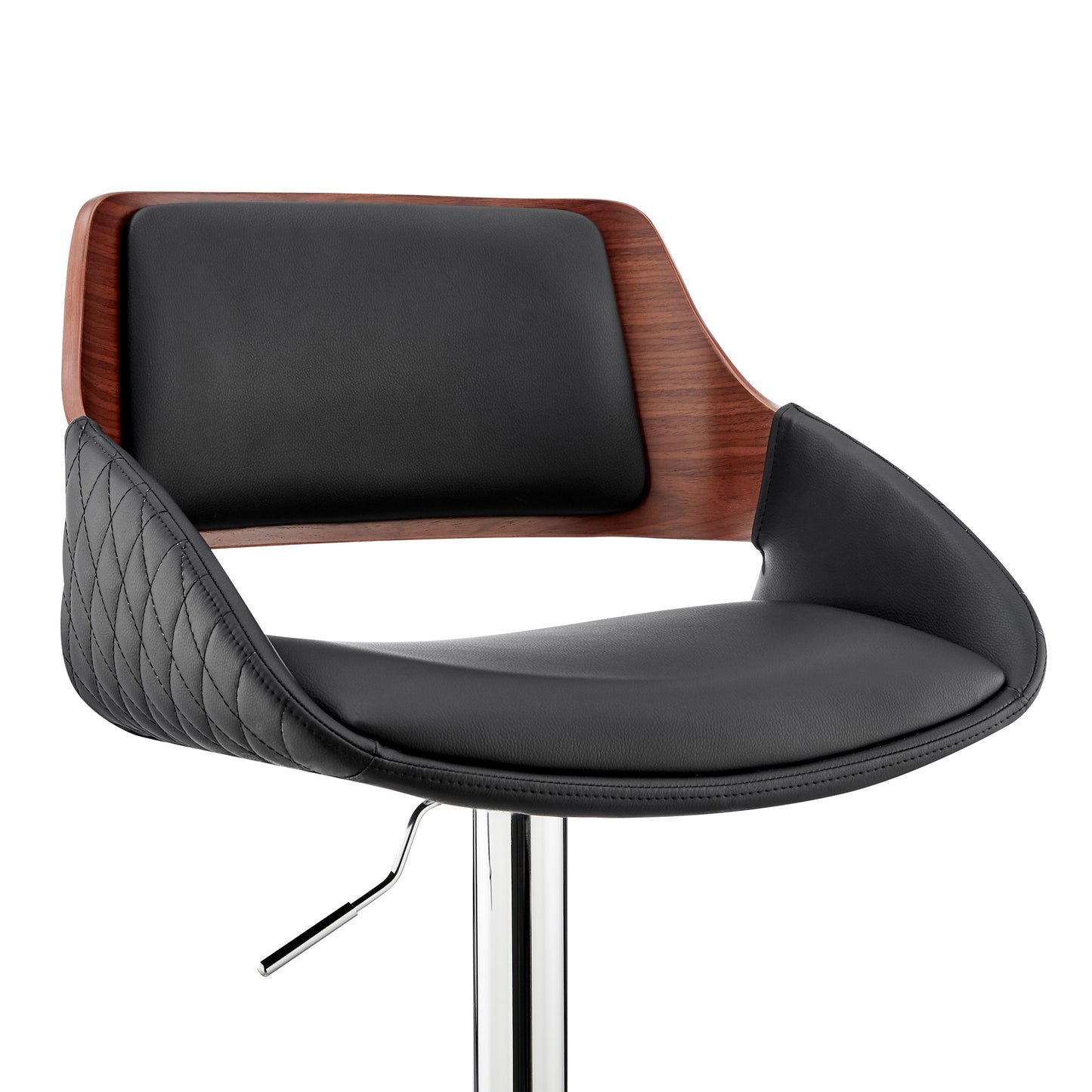 43" Black And Silver Iron Swivel Low Back Adjustable Height Bar Chair With Footrest