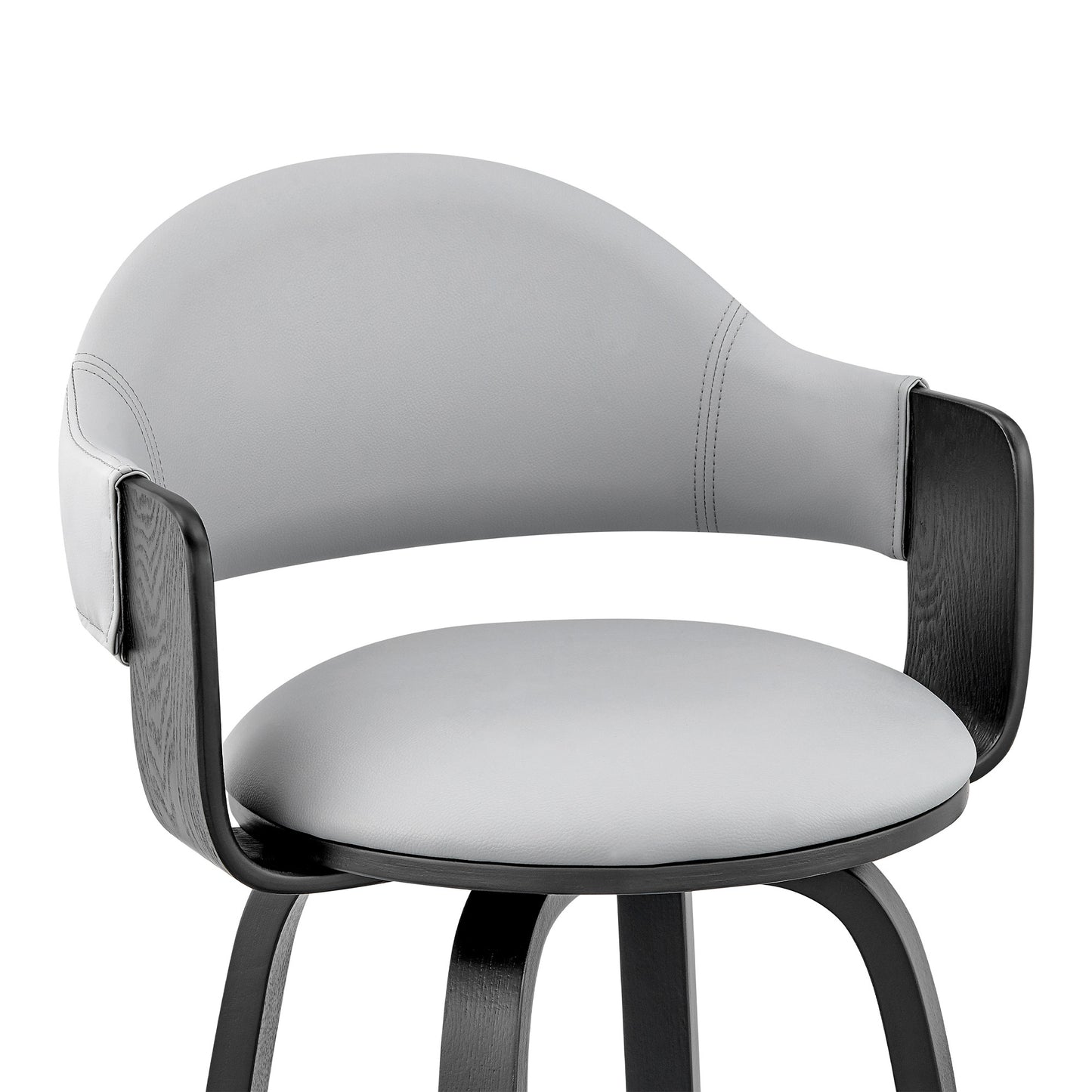 30" Rich Grey Faux Leather Walnut Wood Bar Stool