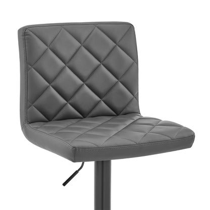 Gray Faux Leather Swivel Adjustable Bar Stool