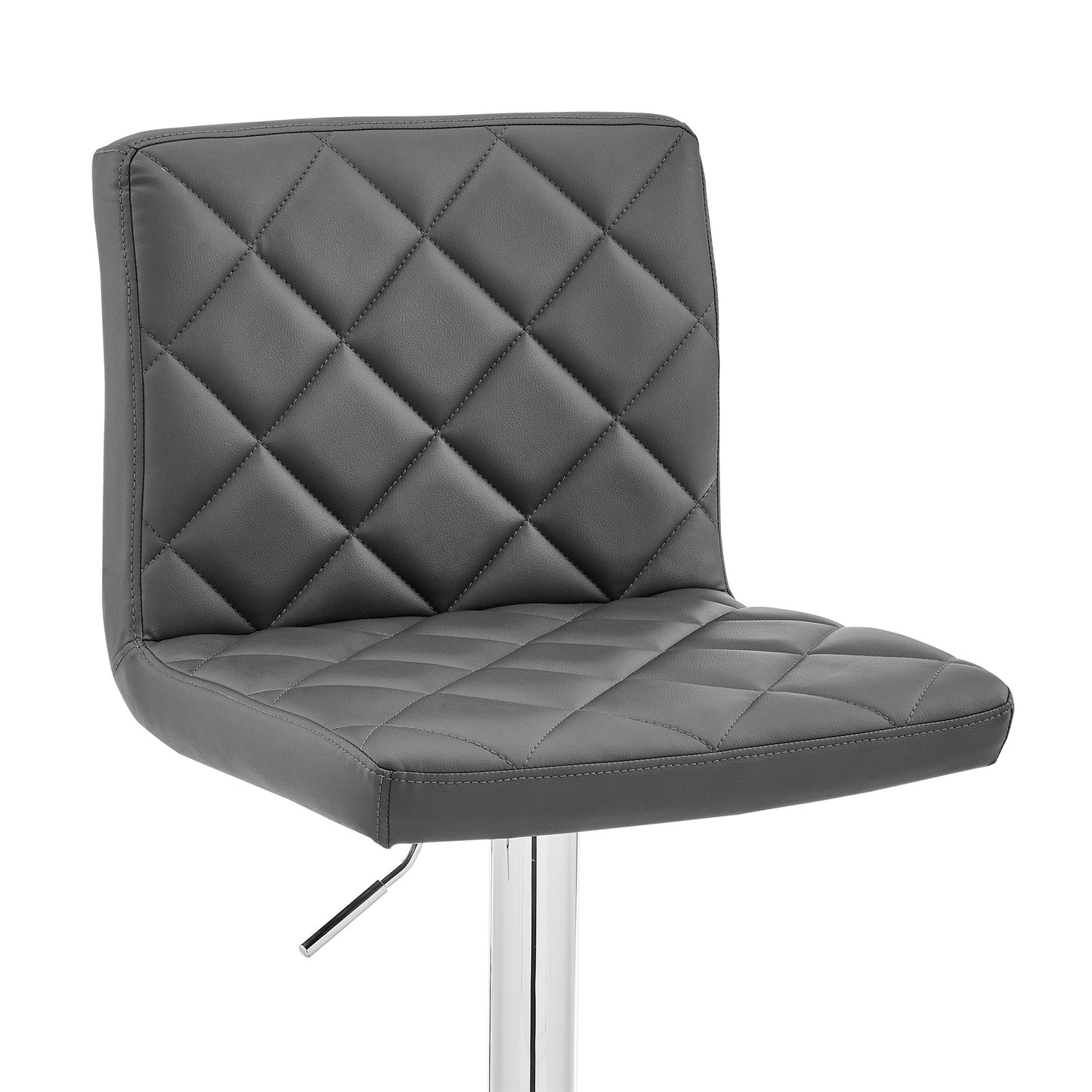 Gray Faux Leather Chrome Base Swivel Adjustable Bar Stool