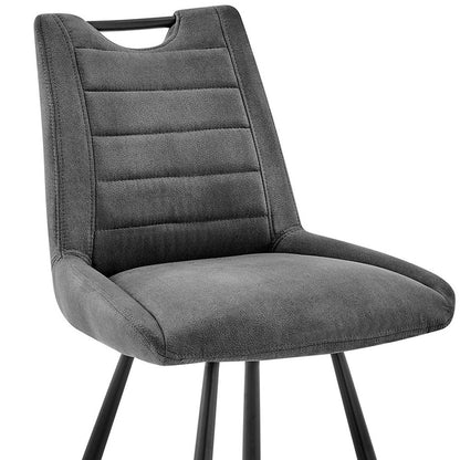 30" Black Fabric and Black Metal Bar Stool