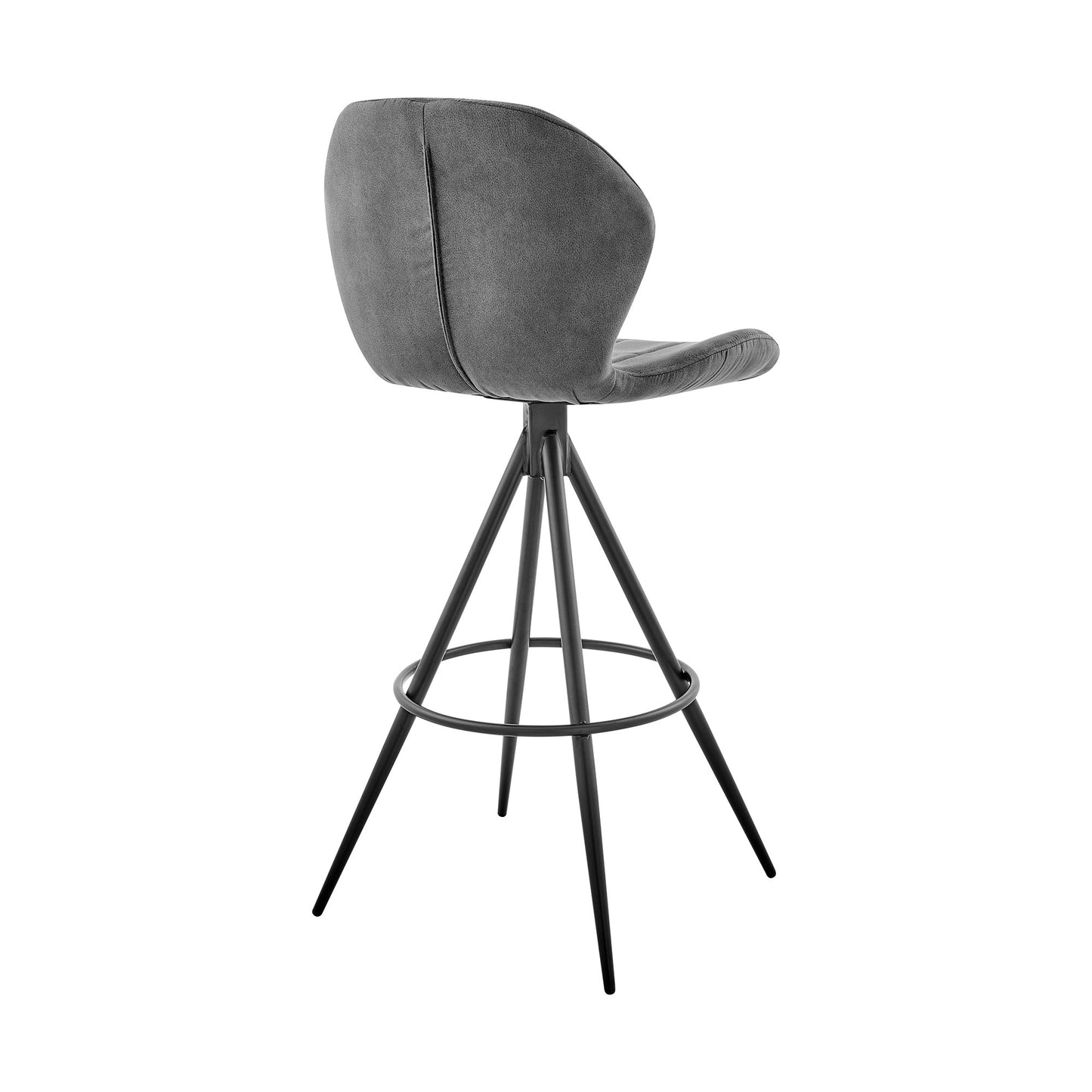 30" Charcoal Gray and Black Microfiber Squared Channel Bar Stool
