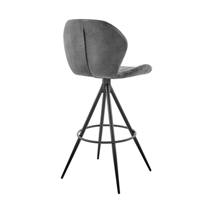 30" Charcoal Gray and Black Microfiber Squared Channel Bar Stool