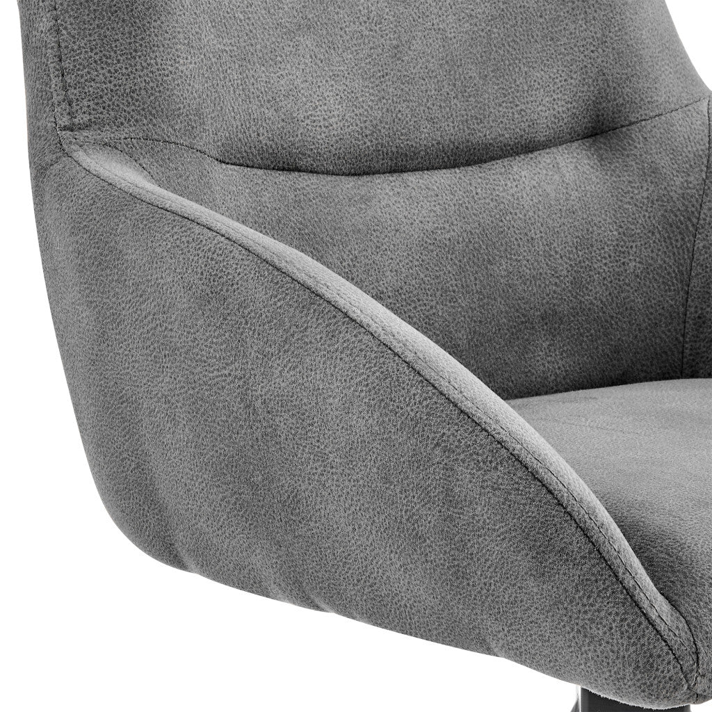 38" Charcoal Microfiber and Black Iron Counter Height Bar Chair