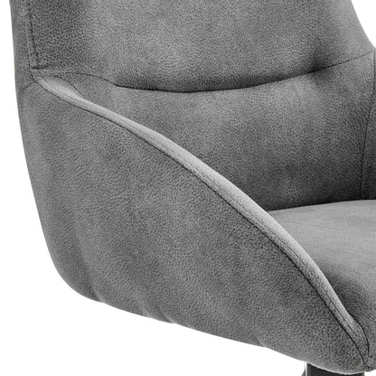 38" Charcoal Microfiber and Black Iron Counter Height Bar Chair