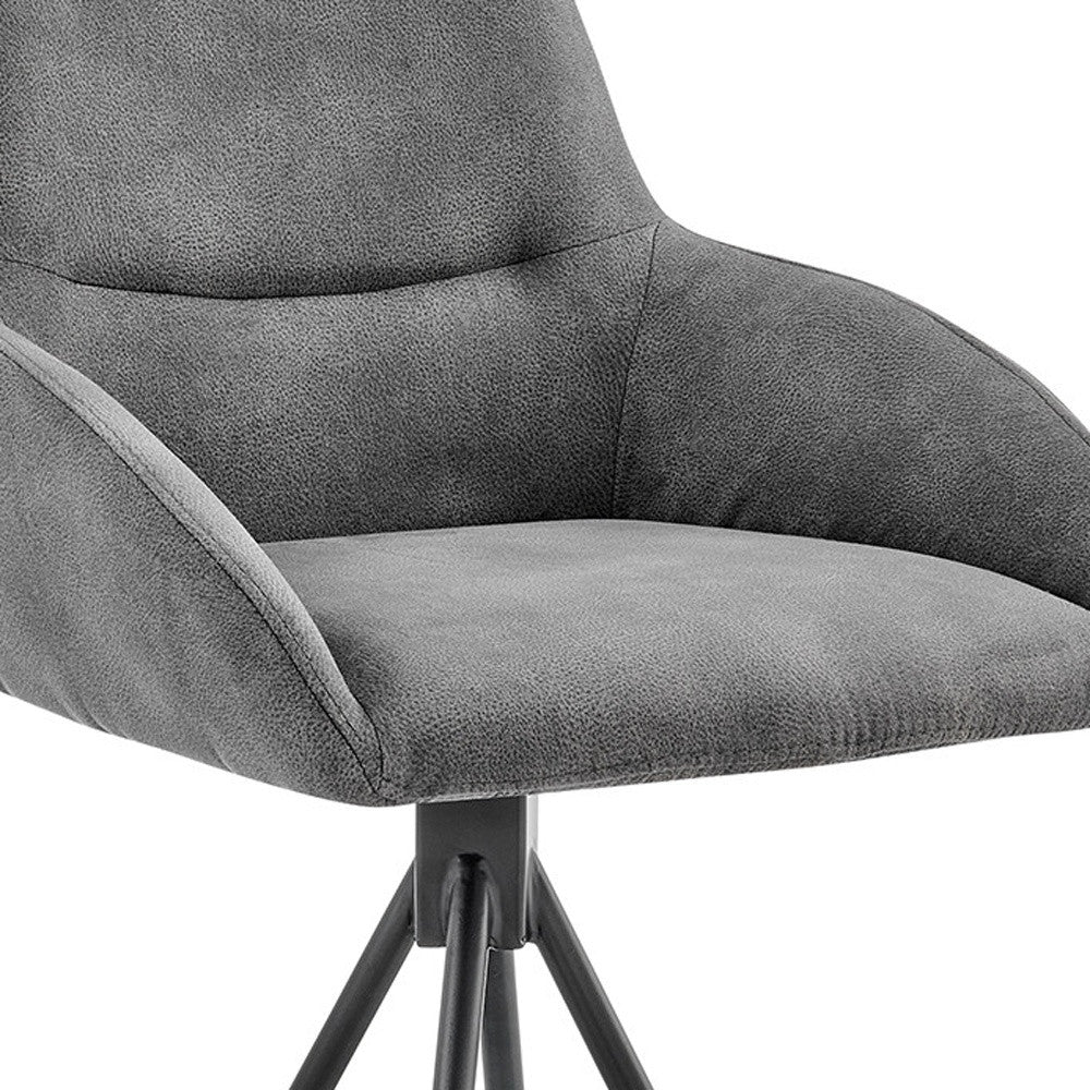 38" Charcoal Microfiber and Black Iron Counter Height Bar Chair