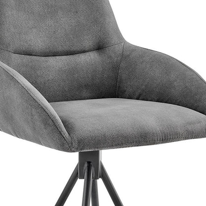 38" Charcoal Microfiber and Black Iron Counter Height Bar Chair