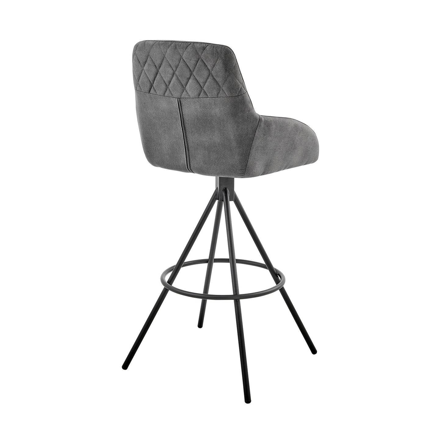 41" Charcoal Microfiber and Black Iron Bar Height Chair