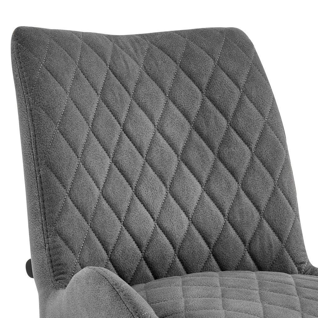 38" Charcoal Microfiber and Black Iron Counter Height Bar Chair