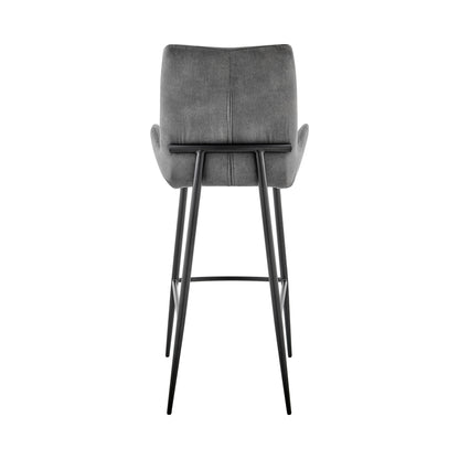 38" Charcoal Microfiber and Black Iron Counter Height Bar Chair