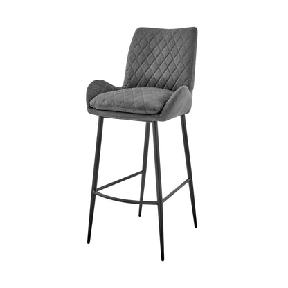 38" Charcoal Microfiber and Black Iron Counter Height Bar Chair