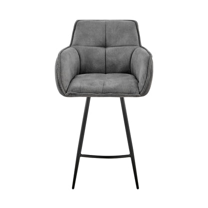 42" Charcoal Gray Microfiber Iron Bar Height Chair