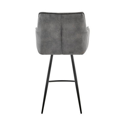 42" Charcoal Gray Microfiber Iron Bar Height Chair