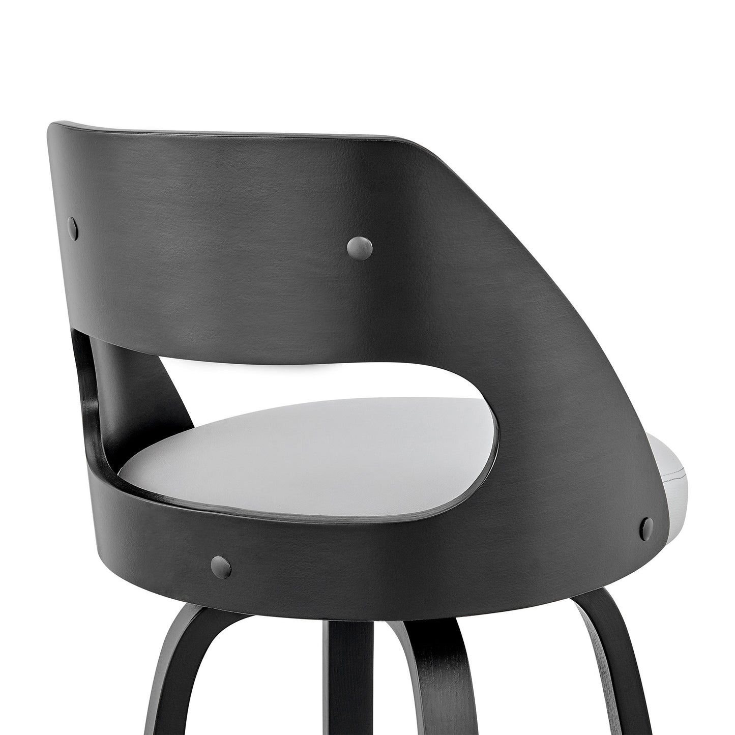 41" Gray Faux Leather And Iron Swivel Bar Height Chair