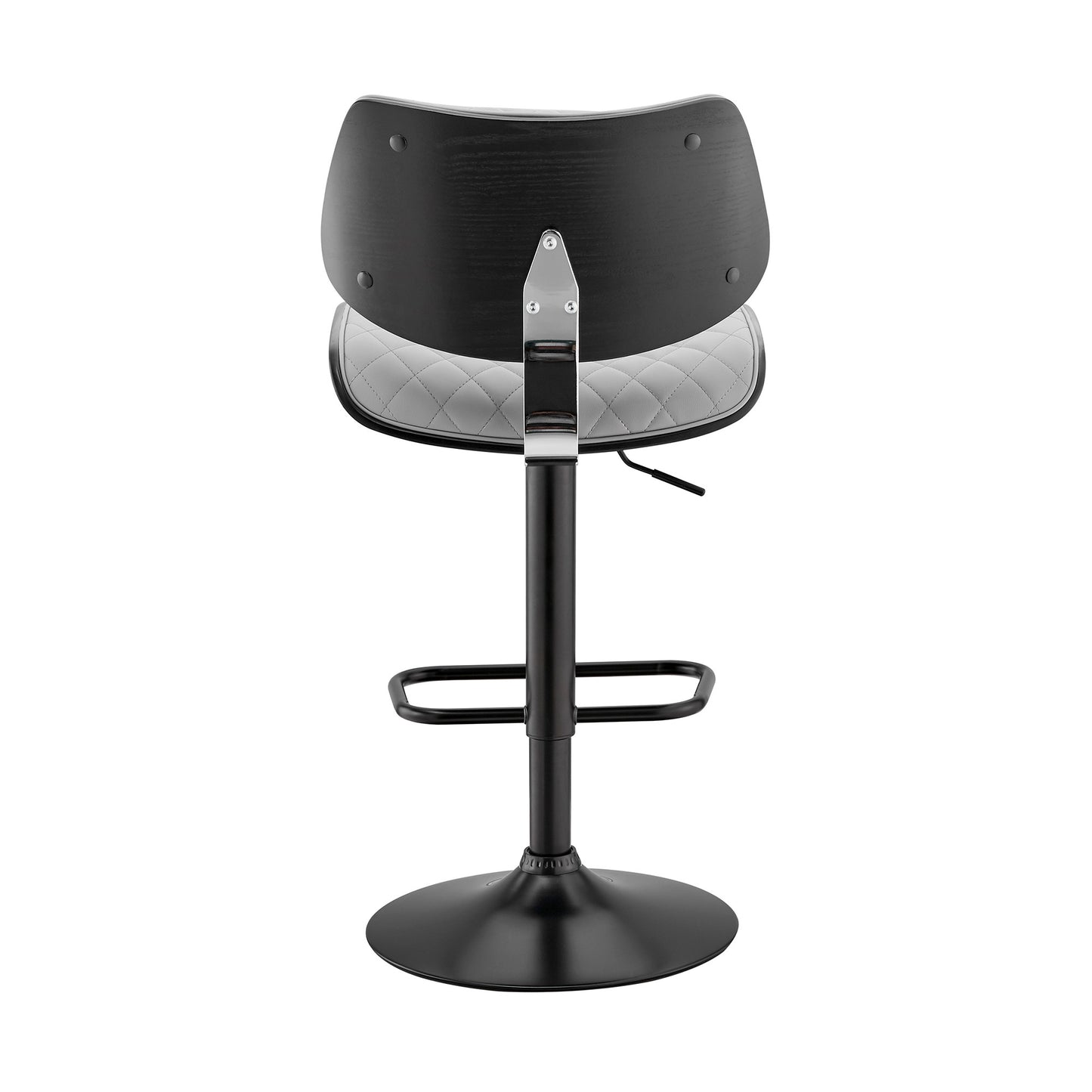 45" Gray Faux Leather And Iron Swivel Adjustable Height Bar Chair