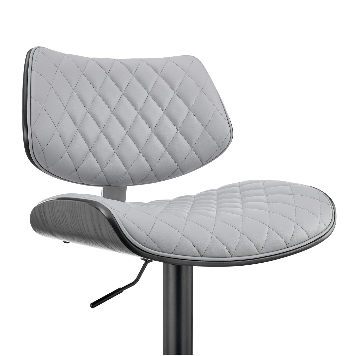 45" Gray Faux Leather And Iron Swivel Adjustable Height Bar Chair