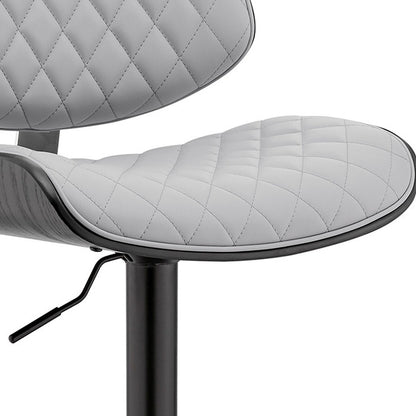 45" Gray Faux Leather And Iron Swivel Adjustable Height Bar Chair