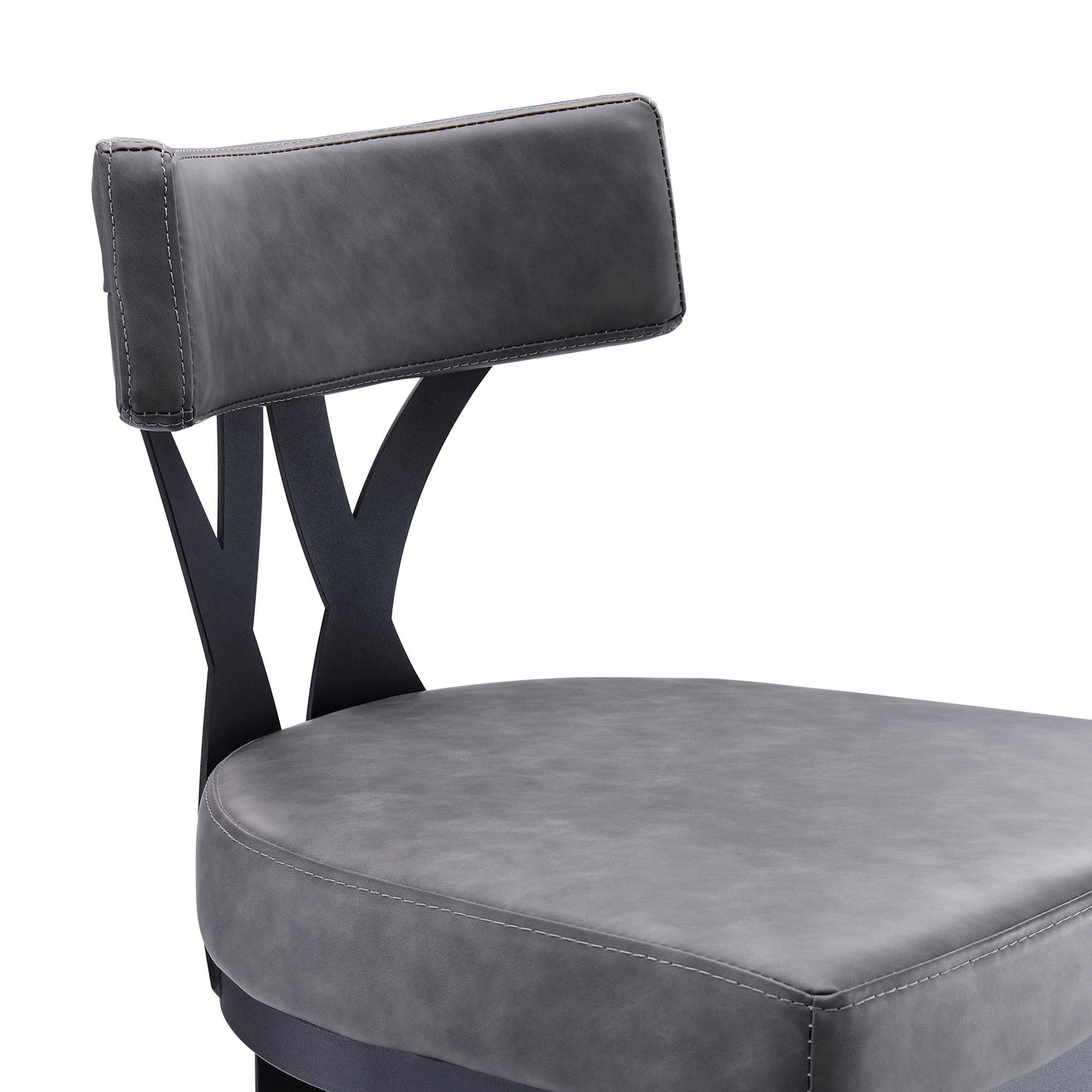 42" Gray Faux Leather And Iron Bar Height Chair