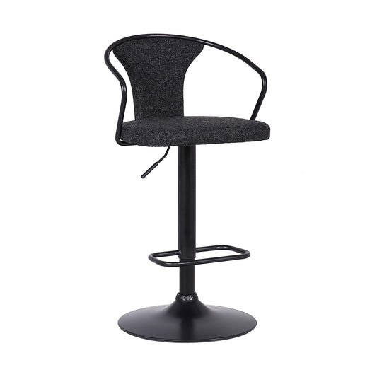 43" Black Faux Leather and Metal Adjustable Height Bar Chair