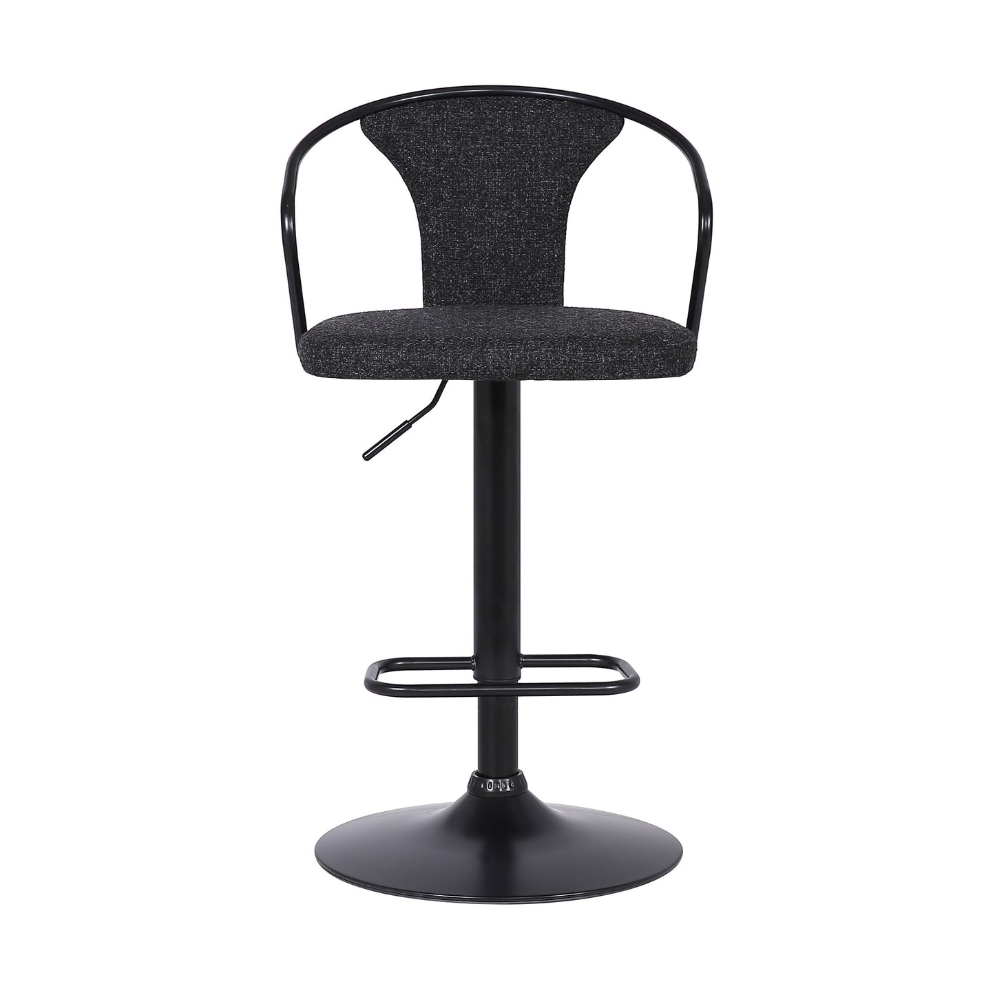 43" Black Faux Leather and Metal Adjustable Height Bar Chair