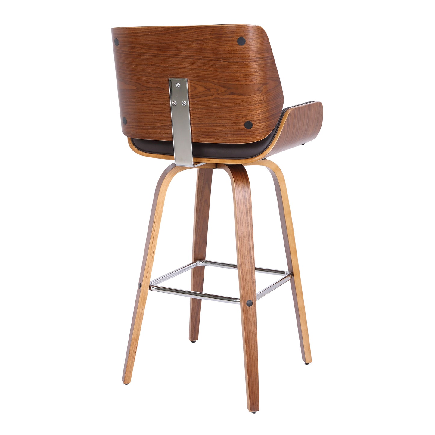 30" Brown Faux Leather Wooden Base Bar Stool