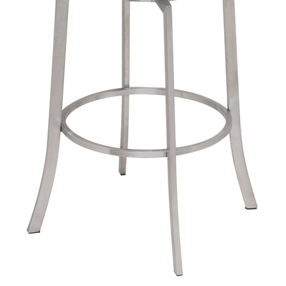35" Gray Faux Leather And Iron Swivel Low Back Counter Height Bar Chair