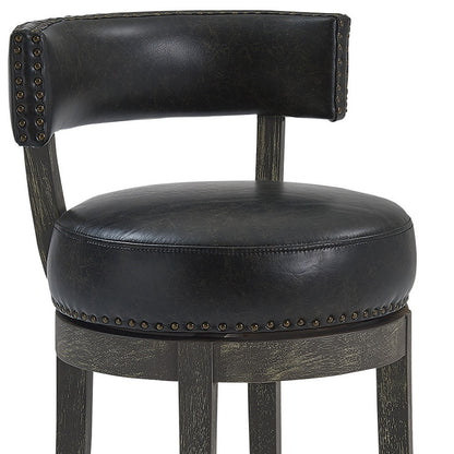 26" Brown Onyx Faux Leather Swivel Wood Counter Stool