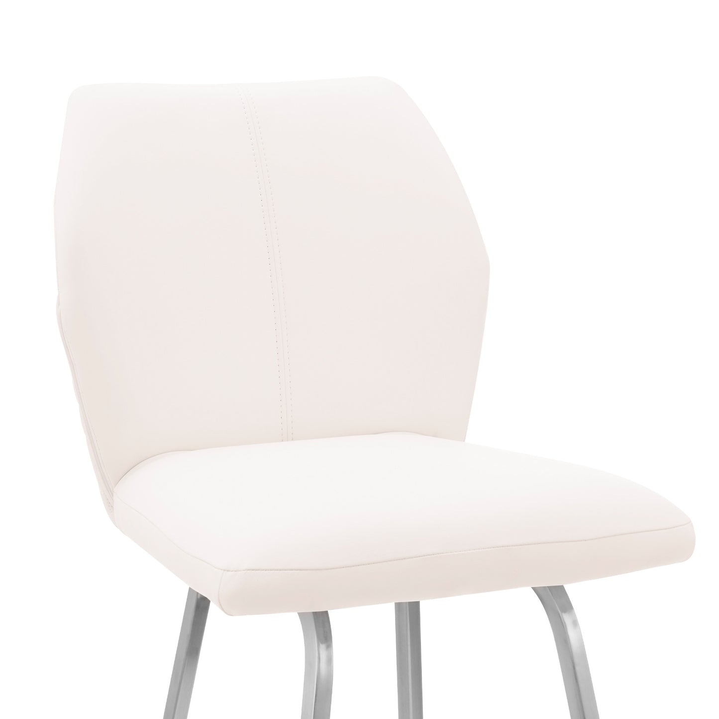 42" White Faux Leather And Iron Bar Height Chair