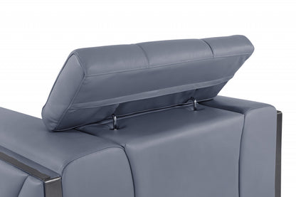 75" Light Blue And Black Italian Leather Love Seat