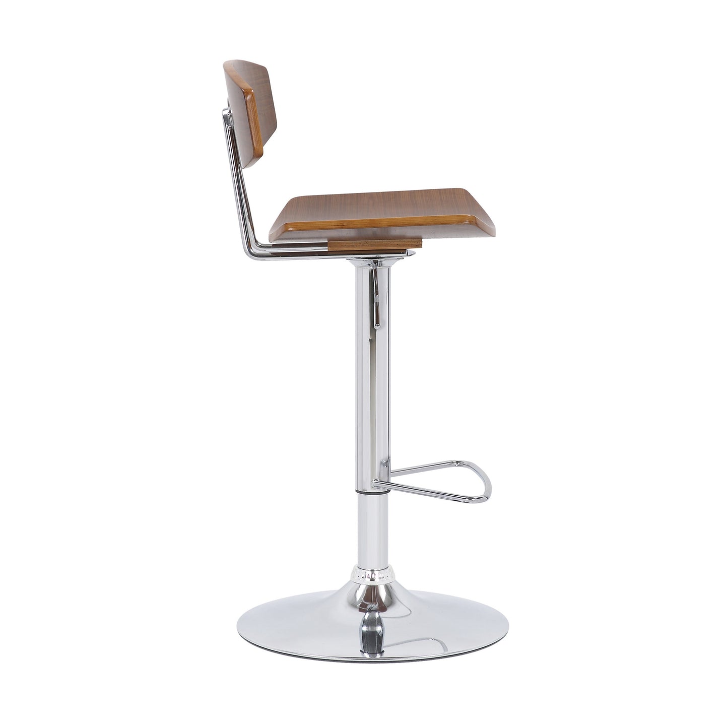 42" Silver and Walnut Adjustable Height Bar Chair