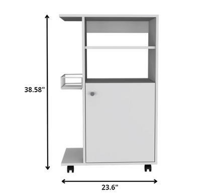 Contemporary White Rolling Kitchen Cart