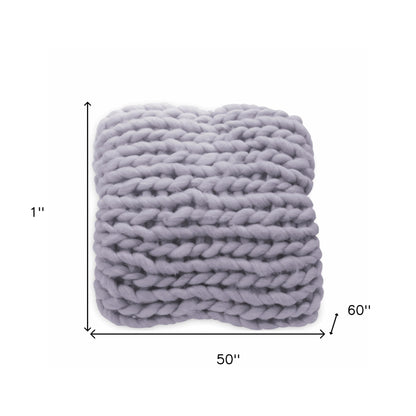 Dark Grey Boho Chunky Knit Throw Blanket