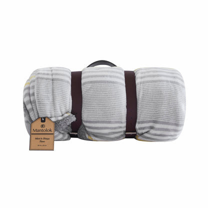 Light Grey Reversible Velvet and Sherpa Throw Blanket