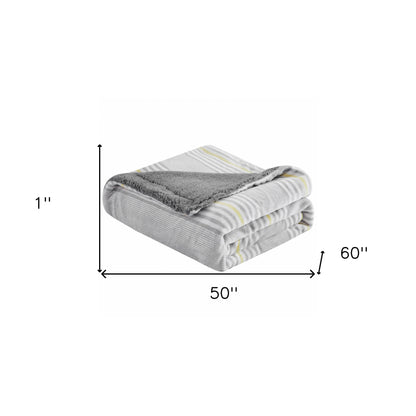 Light Grey Reversible Velvet and Sherpa Throw Blanket