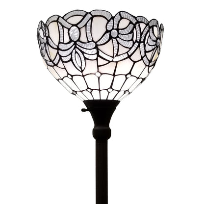72" Brown Traditional Shaped Floor Lamp With Brown Stained Glass Bowl Shade