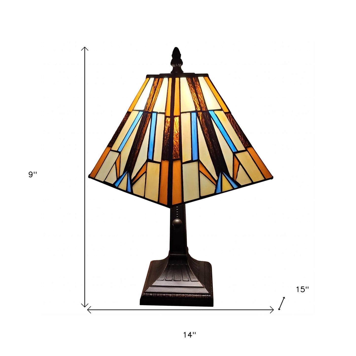 16" Tiffany Style Mission Style Squared Shade Table Lamp