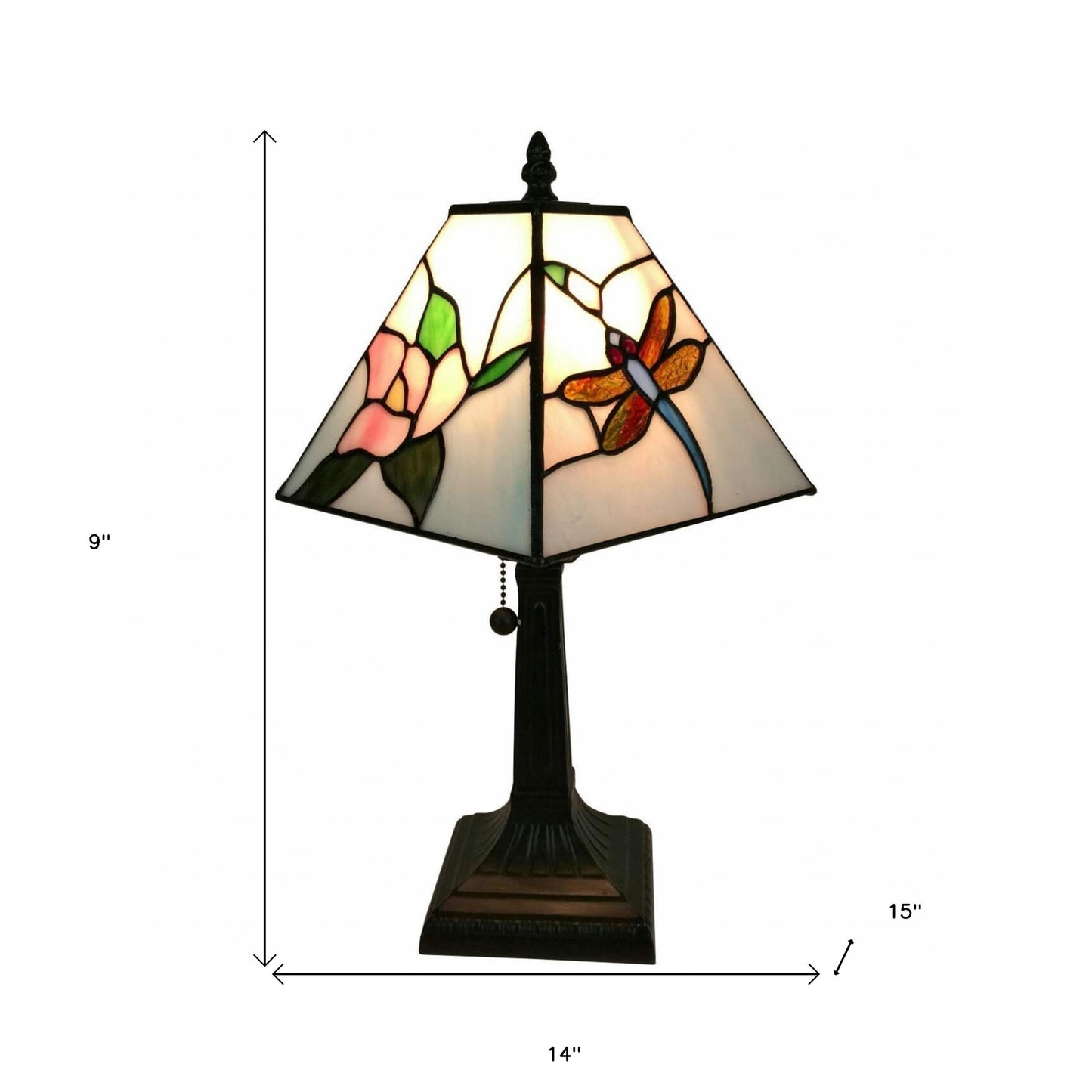 15" Tiffany Style Floral Dragonflies Table Lamp