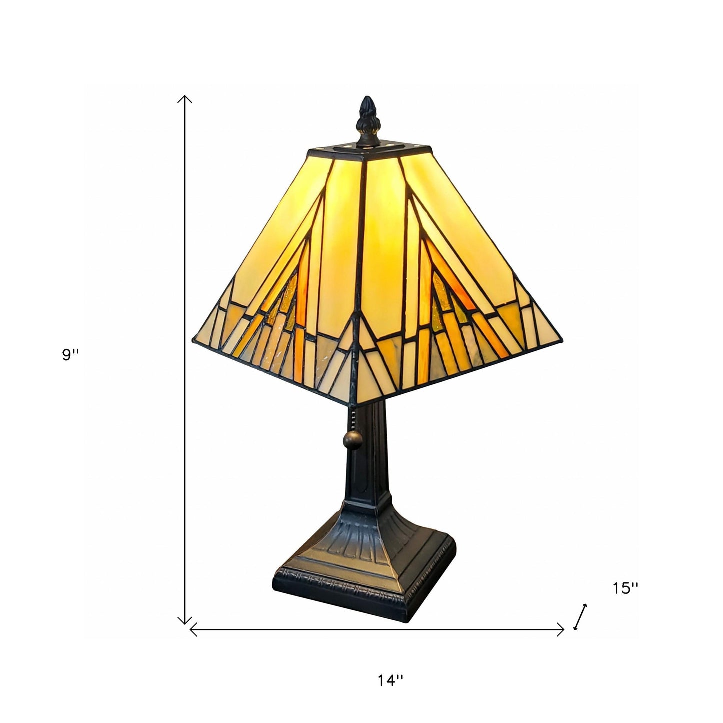 15" Tiffany Yellow and Amber Mission Style Table Lamp