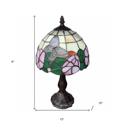 15" Tiffany Style Floral Butterfly Table Lamp