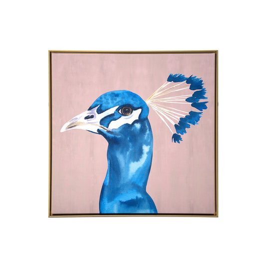 Peacock Portrait Gold Floater Frame Painting Wall Art