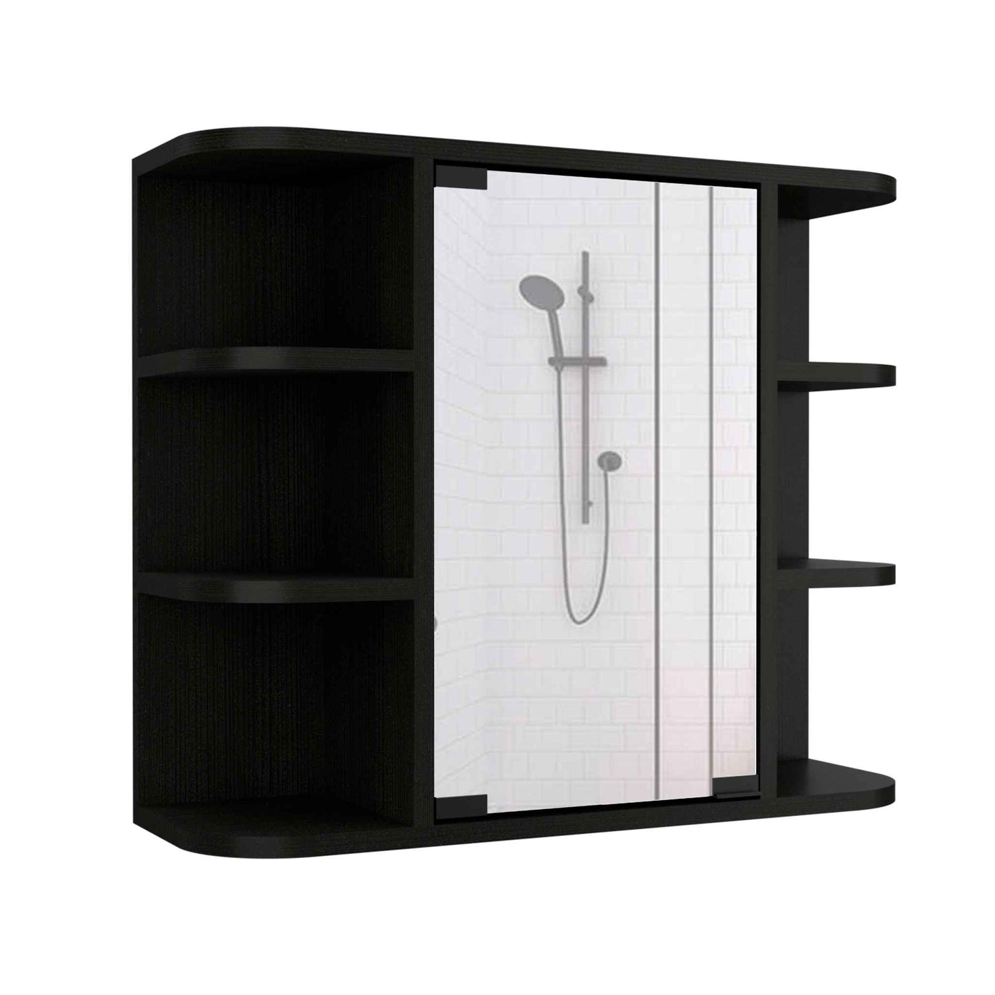 24" Black Wall Mounted Accent Cabinet With Six Shelves