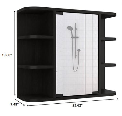 24" Black Wall Mounted Accent Cabinet With Six Shelves